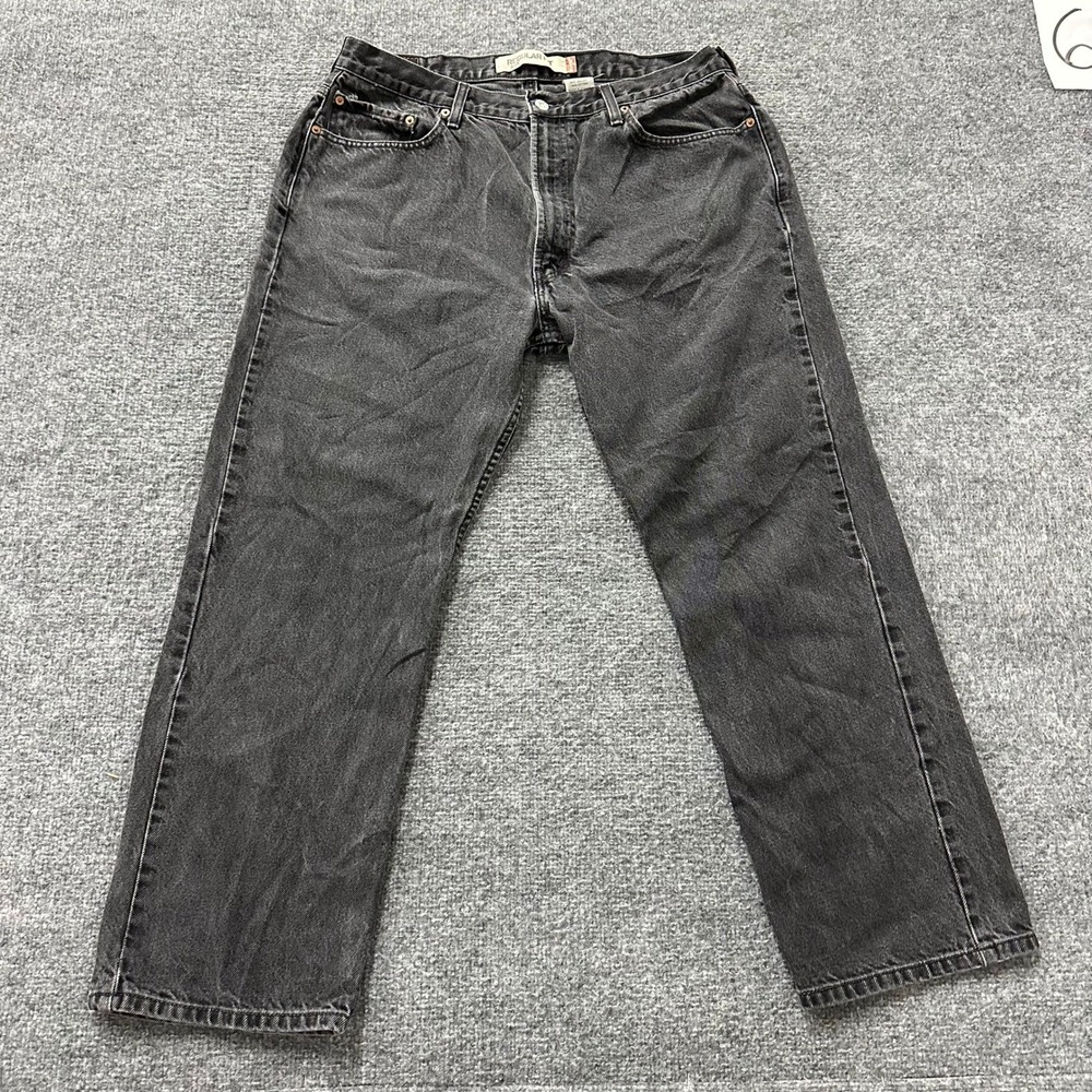 Levi's Jeans Mens Size 40x30 Black 505 Regular Fit Straight Leg Denim Faded
